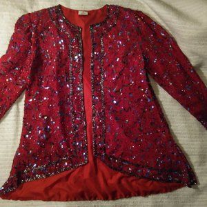 Vintage Red Sequin Jacket